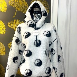 Black Reversible Yin Yang Love Fleece
